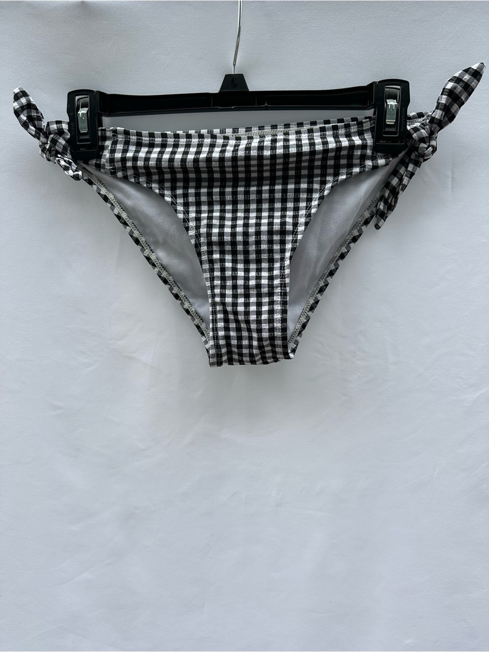 Xhilaration Black & White Gingham Tie-Side Bikini Bottoms